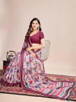 Thumbnail for Vedant Vastram Linen Printed Bollywood Saree - Pink - Distacart