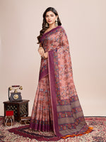 Thumbnail for Vedant Vastram Linen Printed Bollywood Saree - Purple - Distacart