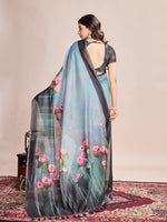 Thumbnail for Vedant Vastram Linen Printed Bollywood Saree - Rama - Distacart