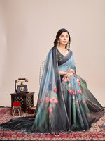 Thumbnail for Vedant Vastram Linen Printed Bollywood Saree - Rama - Distacart