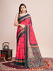 Vedant Vastram Linen Printed Bollywood Saree - Rani - Distacart