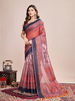 Thumbnail for Vedant Vastram Linen Printed Bollywood Saree - Red - Distacart