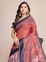 Thumbnail for Vedant Vastram Linen Printed Bollywood Saree - Red - Distacart