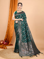 Thumbnail for Vedant Vastram Soft Litchi Silk Banarasi Silk Jacquard Saree - Green - Distacart