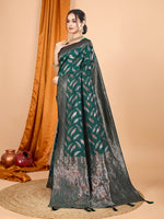 Thumbnail for Vedant Vastram Soft Litchi Silk Banarasi Silk Jacquard Saree - Green - Distacart