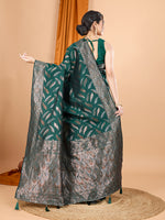 Thumbnail for Vedant Vastram Soft Litchi Silk Banarasi Silk Jacquard Saree - Green - Distacart