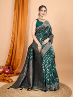 Thumbnail for Vedant Vastram Soft Litchi Silk Banarasi Silk Jacquard Saree - Green - Distacart