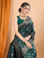 Thumbnail for Vedant Vastram Soft Litchi Silk Banarasi Silk Jacquard Saree - Green - Distacart