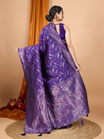 Thumbnail for Vedant Vastram Soft Litchi Silk Banarasi Silk Jacquard Saree - Violet - Distacart