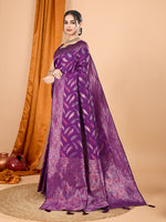 Thumbnail for Vedant Vastram Soft Litchi Silk Banarasi Silk Jacquard Saree - Wine - Distacart