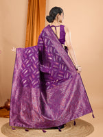 Thumbnail for Vedant Vastram Soft Litchi Silk Banarasi Silk Jacquard Saree - Wine - Distacart