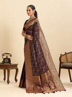 Thumbnail for Vedant Vastram Soft Litchi Silk Banarasi Silk Jacquard Saree - Wine - Distacart