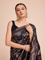 Thumbnail for Vedant Vastram Soft Litchi Silk Banarasi Silk Saree - Black - Distacart