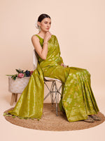 Thumbnail for Vedant Vastram Soft Litchi Silk Banarasi Silk Saree - Olive - Distacart