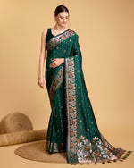 Thumbnail for Vedant Vastram Soft Litchi Silk Banarasi Silk Saree - Green - Distacart