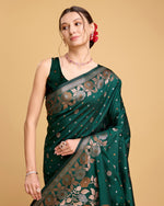 Thumbnail for Vedant Vastram Soft Litchi Silk Banarasi Silk Saree - Green - Distacart
