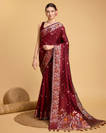 Thumbnail for Vedant Vastram Soft Litchi Silk Banarasi Silk Saree - Maroon - Distacart