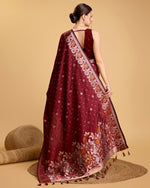 Thumbnail for Vedant Vastram Soft Litchi Silk Banarasi Silk Saree - Maroon - Distacart
