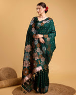 Thumbnail for Vedant Vastram Soft Litchi Silk Banarasi Silk Saree - Green - Distacart