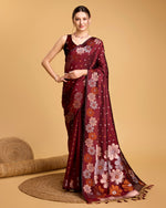 Thumbnail for Vedant Vastram Soft Litchi Silk Banarasi Silk Saree - Maroon - Distacart