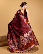 Thumbnail for Vedant Vastram Soft Litchi Silk Banarasi Silk Saree - Maroon - Distacart