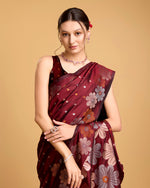 Thumbnail for Vedant Vastram Soft Litchi Silk Banarasi Silk Saree - Maroon - Distacart