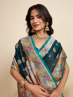 Thumbnail for Vedant Vastram Soft Litchi Silk Paithani Jacquard Saree - Rama - Dista