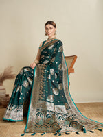 Thumbnail for Vedant Vastram Soft Litchi SIlk Banarasi Silk Jacquard Saree - Green - Dista