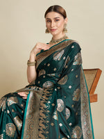 Thumbnail for Vedant Vastram Soft Litchi SIlk Banarasi Silk Jacquard Saree - Green - Dista