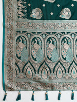 Thumbnail for Vedant Vastram Soft Litchi SIlk Banarasi Silk Jacquard Saree - Green - Dista
