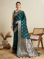 Thumbnail for Vedant Vastram Soft Litchi SIlk Banarasi Silk Jacquard Saree - Green - Dista
