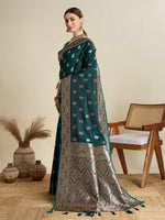 Thumbnail for Vedant Vastram Soft Litchi SIlk Banarasi Silk Jacquard Saree - Green - Dista