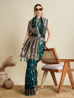 Thumbnail for Vedant Vastram Soft Litchi SIlk Banarasi Silk Jacquard Saree - Green - Dista