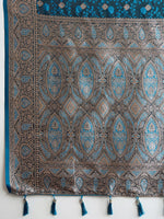 Thumbnail for Vedant Vastram Soft Litchi SIlk Banarasi Silk Jacquard Saree - Firozi - Dista