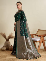 Thumbnail for Vedant Vastram Soft Litchi SIlk Banarasi Silk Jacquard Saree - Green - Dista