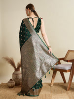 Thumbnail for Vedant Vastram Soft Litchi SIlk Banarasi Silk Jacquard Saree - Green - Dista