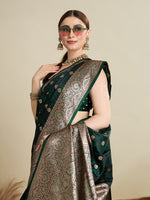 Thumbnail for Vedant Vastram Soft Litchi SIlk Banarasi Silk Jacquard Saree - Green - Dista