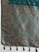 Thumbnail for Vedant Vastram Soft Litchi SIlk Banarasi Silk Jacquard Saree - Rama - Dista