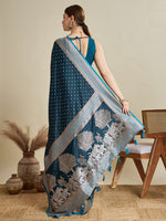 Thumbnail for Vedant Vastram Soft Litchi SIlk Banarasi Silk Jacquard Saree - Firozi - Dista