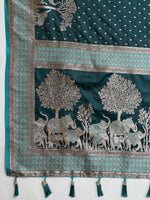 Thumbnail for Vedant Vastram Soft Litchi SIlk Banarasi Silk Jacquard Saree - Rama - Dista