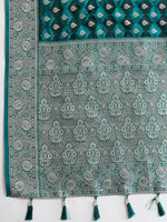 Thumbnail for Vedant Vastram Soft Litchi SIlk Banarasi Silk Jacquard Saree - Firozi - Dista