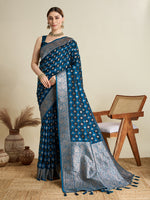 Thumbnail for Vedant Vastram Soft Litchi SIlk Banarasi Silk Jacquard Saree - Rama - Dista