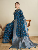 Thumbnail for Vedant Vastram Soft Litchi SIlk Banarasi Silk Jacquard Saree - Rama - Dista
