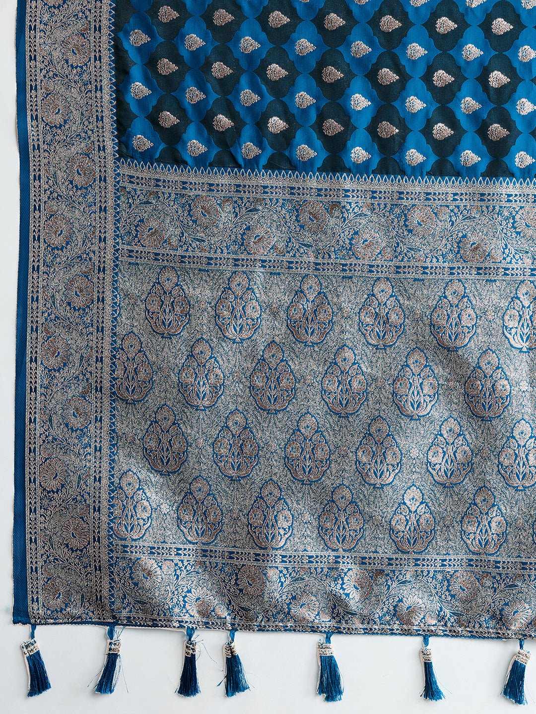 Vedant Vastram Soft Litchi SIlk Banarasi Silk Jacquard Saree - Rama - Dista
