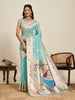 Vedant Vastram Cotton Silk Paithani Jacquard Saree - Aqua - Dista