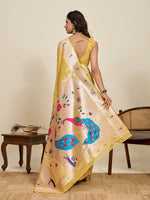 Thumbnail for Vedant Vastram Cotton Silk Paithani Jacquard Saree - Yellow - Dista