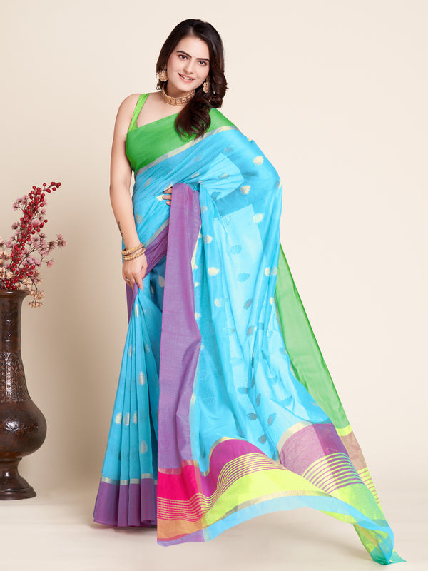 Vedant Vastram Soft Art Silk Silk Jacquard Fancy Saree - Firozi - Distacart