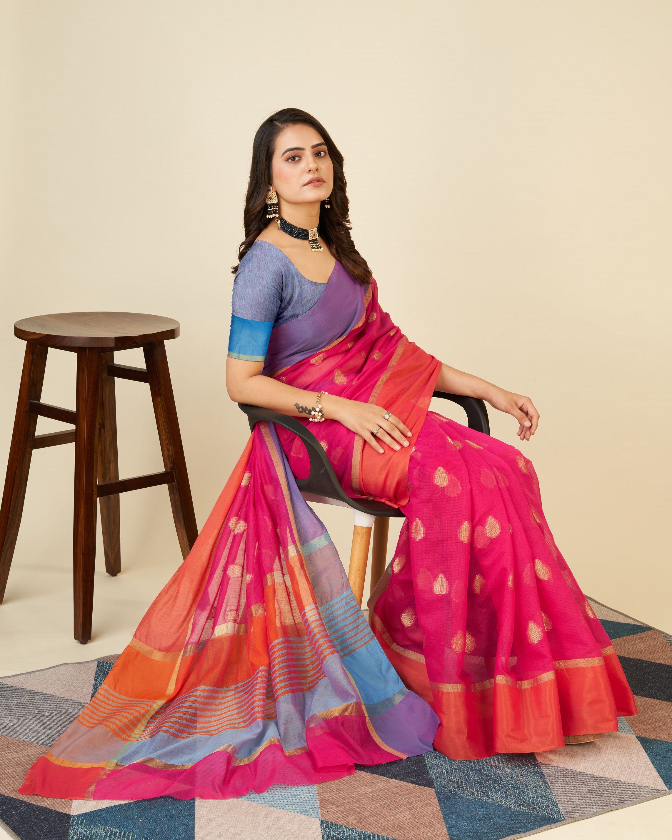 Vedant Vastram Soft Art Silk Silk Jacquard Fancy Saree - Pink - Distacart