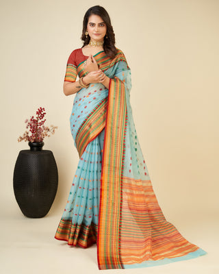 Vedant Vastram Soft Art Silk Silk Jacquard Fancy Saree - Rama - Distacart