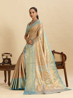 Thumbnail for Vedant Vastram Soft Litchi Silk Banarasi Silk Jacquard Saree - Aqua - Dista